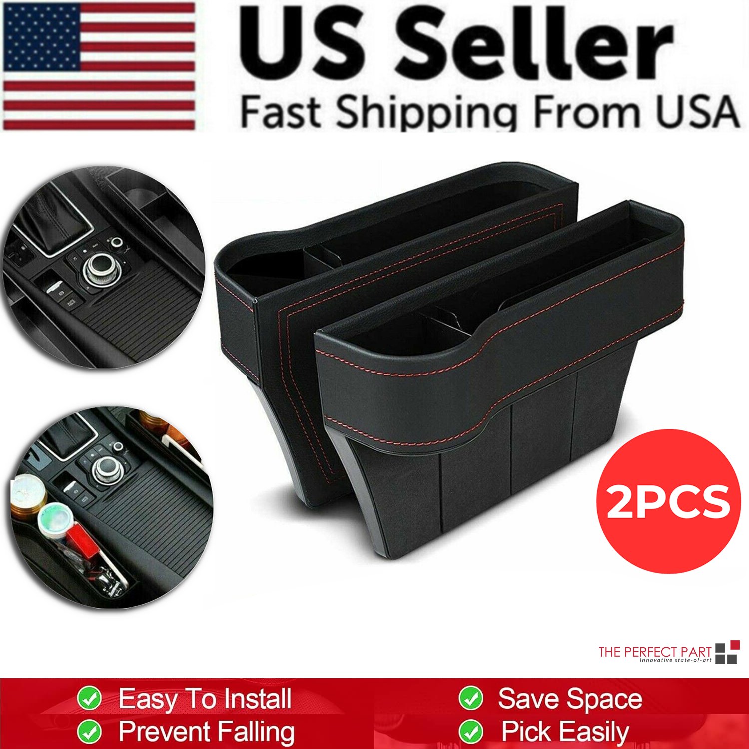 AutoSnap Seat Gap Organizer - 2 Pack